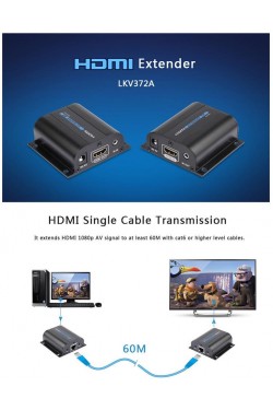 Rj45 Hdmi Ekleme Extender Uzatıcı Cat5 6 60 Metre